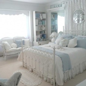 bedroom in blue interior photo