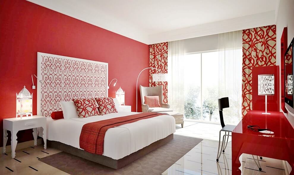 décor de chambre rouge