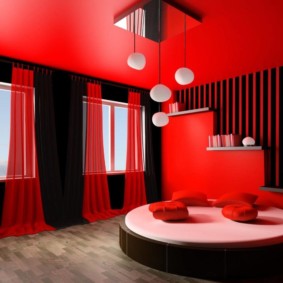 kırmızı yatak odası iç fotoğraf
