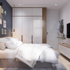 Skandināvu guļamistabas foto dizains