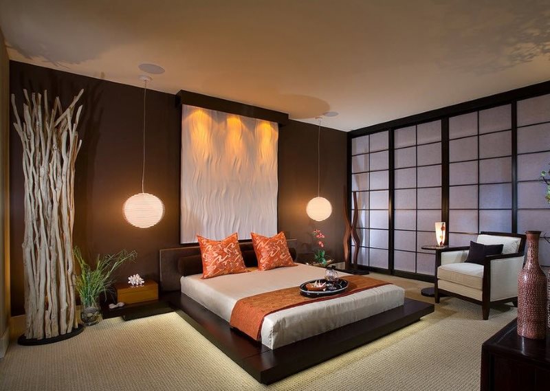Japāņu stila guļamistabas apgaismojums