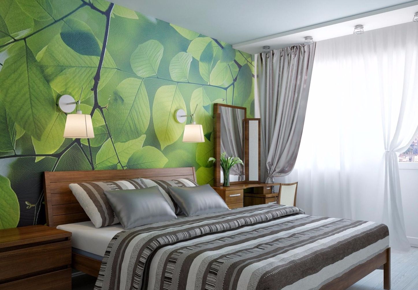 yeşil yatak odası dekorasyon fikirleri