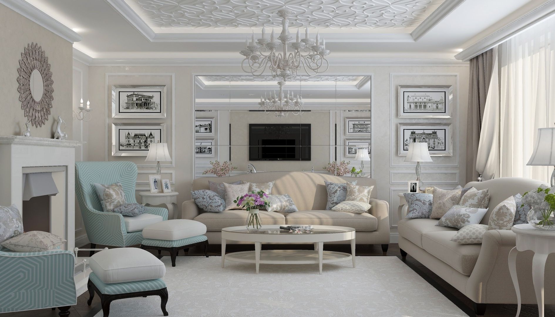 neoklasicisma stils dzīvokļa interjerā ideju idejas