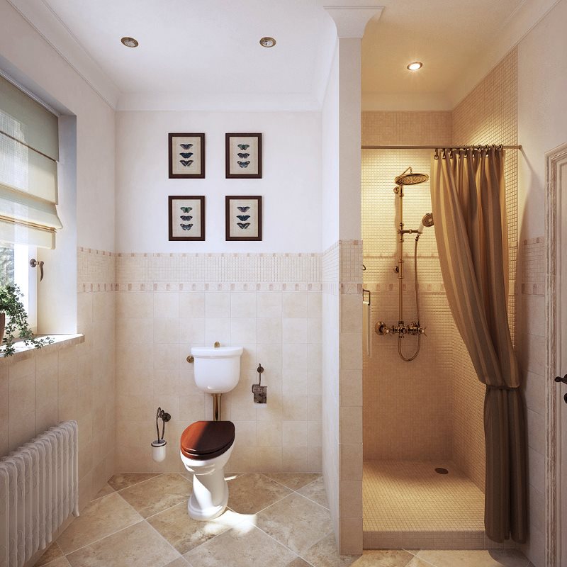 Lichte provence badkamer met douche