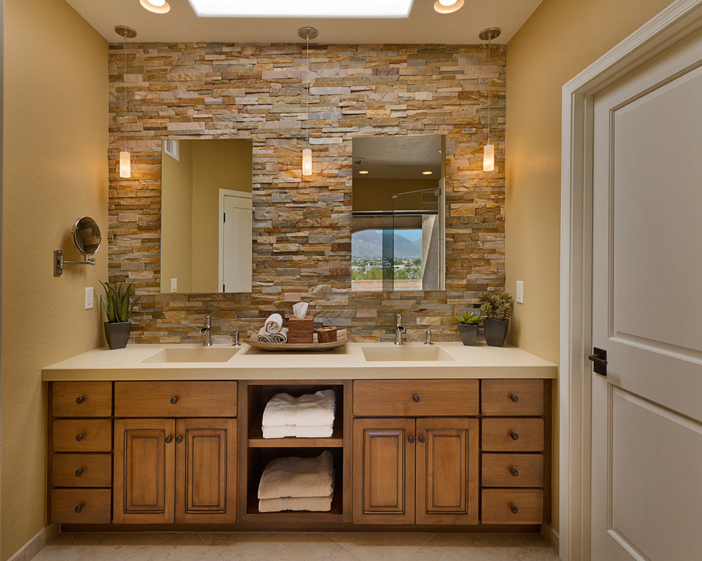 height of the mirror above the sink in the bathroom decor photo