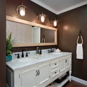 mirror height above the bathroom sink interior photo