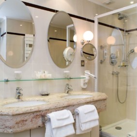 výška zrcadla nad typy umývadel v koupelně