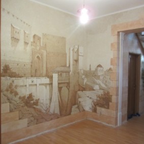 papel de parede líquido no castelo corredor na parede