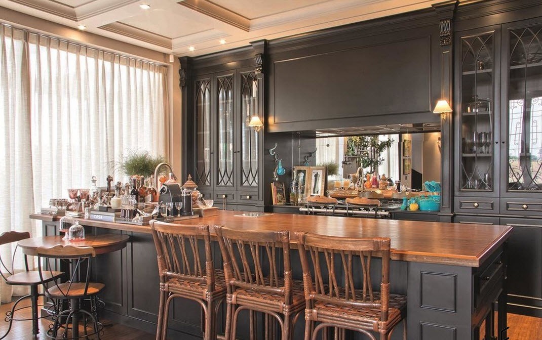 bar counter in the kitchen