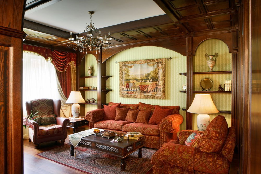 Aristocratic interior ng sala sa estilo ng Ingles