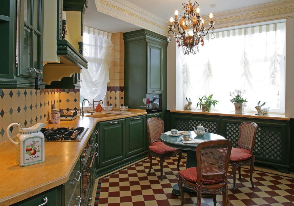 Britu stila dzīvokļa virtuves interjers