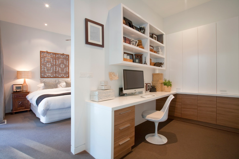 White furniture in the interior of the study-bedroom