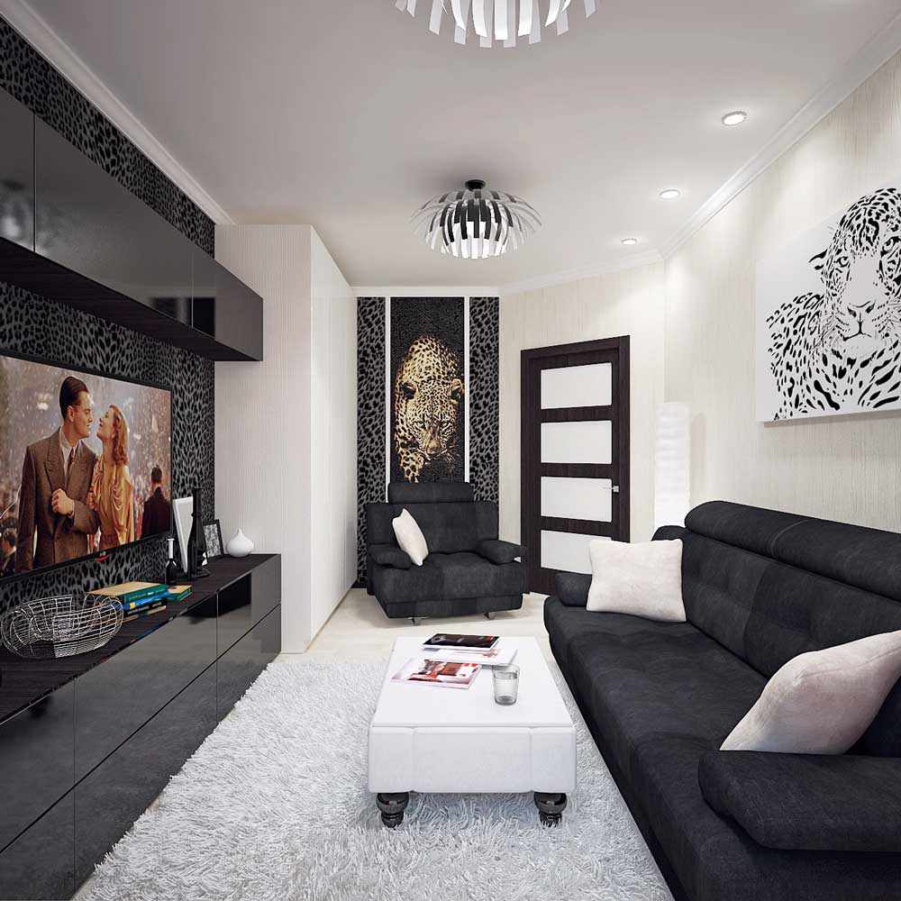 Small living room with black furniture