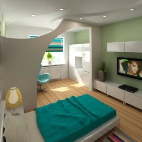 ห้องนั่งเล่นออกแบบห้องนอน 16 ตารางเมตรแนวคิดการตกแต่ง