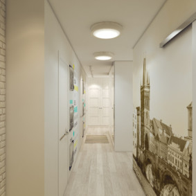 long narrow corridor in the apartment interior photo