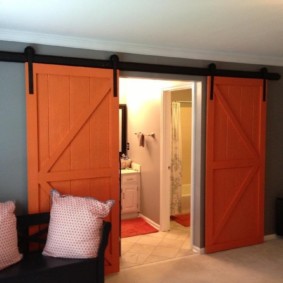 Barn doors in the interior of the apartment