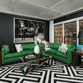 Striped flooring in the living room