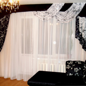 White tulle and black drapes