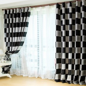 Black and White Check Curtains