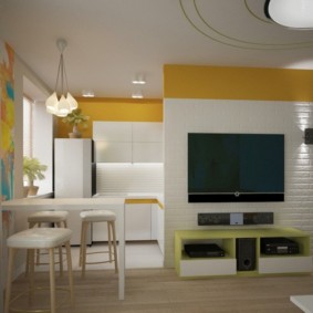 The design of the kitchen-living room after redevelopment