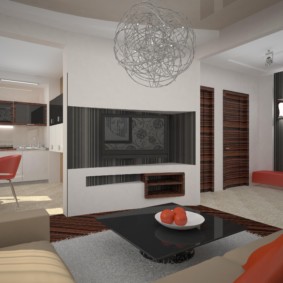 Modern design of the kitchen-living room