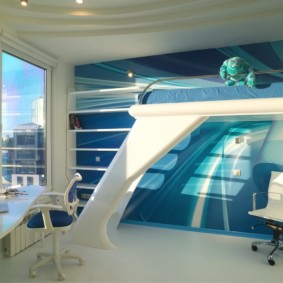 Interior of a children's room in a high-tech style apartment