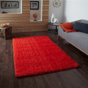 Czerwony dywan na ciemnej podłodze