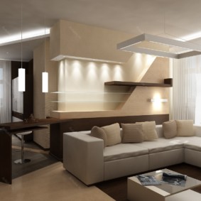Il·luminació en un apartament d'estudi d'estil modern