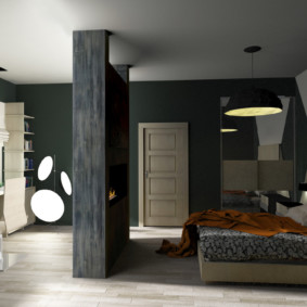 Zoning of a modern bedroom with a partition