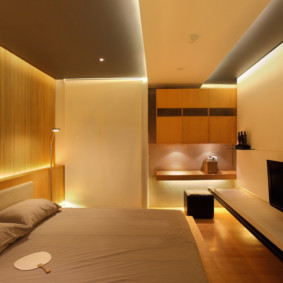 LED lighting in the bedroom interior