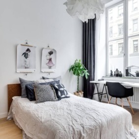 Maliwanag na Scandinavian style bedroom