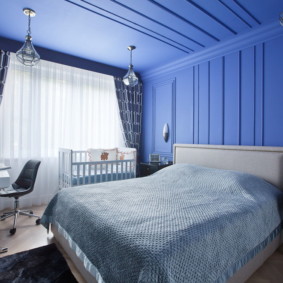 Slaapkamer interieur in blauw