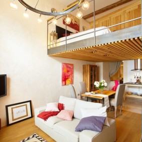 Bedroom on the second floor in a modern apartment