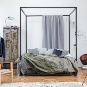 Old metal wardrobe in the bedroom