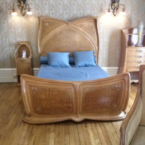 Massive bed made of precious wood