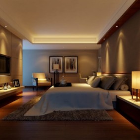 Decorative lighting in a spacious bedroom