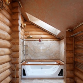 Bathroom design in a log house