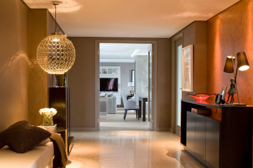 Spacious entrance hall with glossy floor