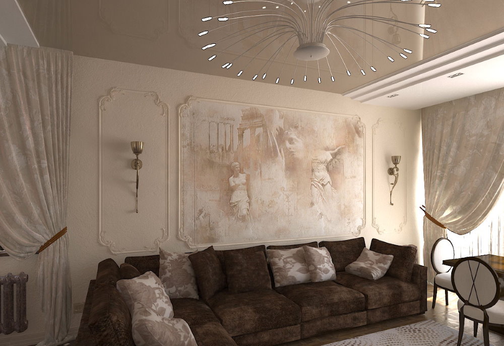 Wall painting in a classic living room