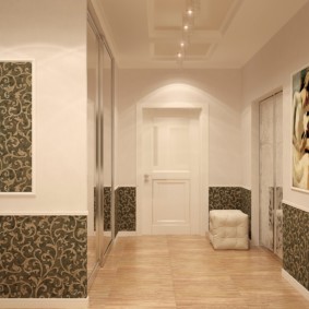 papel de parede combinado no corredor da decoração da foto do apartamento
