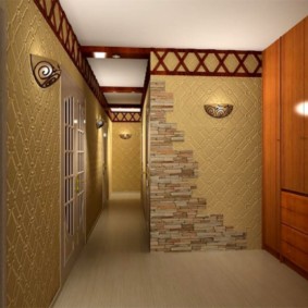 papel de parede combinado no corredor das idéias dos apartamentos