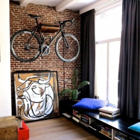 A place for a bike in a studio apartment