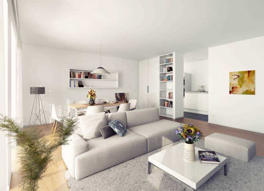 Stue i moderne stil i en panelhusleilighet