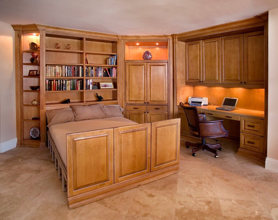Wooden bedroom suite with a workplace