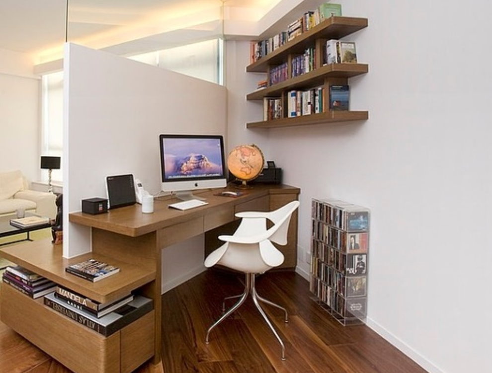Workplace in the bedroom of a minimalist style.