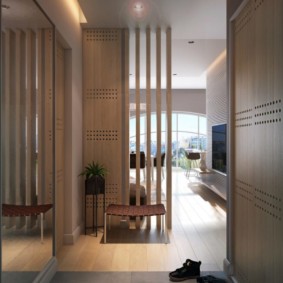 Decorative partition made of wooden battens
