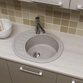 sink for kitchen made of artificial stone photo decor