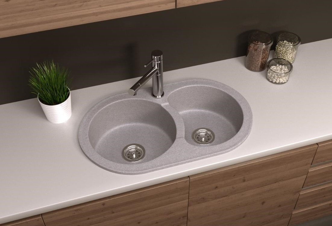 sink for kitchen made of artificial stone photo decor