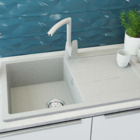 sink for kitchen made of artificial stone decor photo