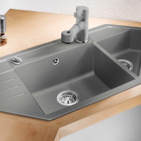 sink for kitchen made of artificial stone photo